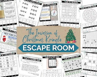 Christmas Escape Rooms for Kids, Printable Party Game, CHRISTMAS Theme, Puzzles for Kids, DIY Party Game, Escape Room Kit