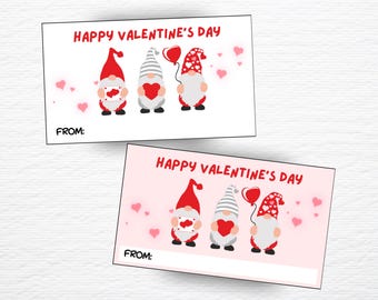 Valentine Treat Topper, Valentine Gnomes, Valentine Treats, Classroom Valentines, Valentine Gift Tag, Valentine Party, Favor Tags, PDF