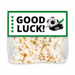 Topper na torbę upominkową Good Luck Soccer, tag turniejowy, tagi upominkowe dla dzieci trenera. Tagi upominkowe dla piłkarzy. Obowiązek przekąski na mecz piłkarski. Prezent dla drużyny sportowej