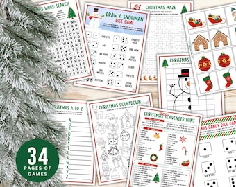 Printable Christmas Scavenger Hunt, Game Bundle, Christmas Party Games, Christmas Games Printable, Christmas Family Games, Build a Snowman