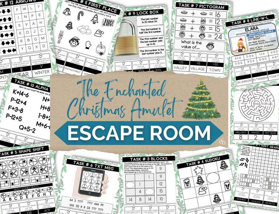 Christmas Escape Rooms for Kids, Printable Party Game, CHRISTMAS Theme