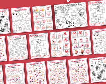 Valentine Games including Activity Placemat, Maze, Word Search, Countdown - Perfect for Homeschool, Public School, Family Games, Galentines