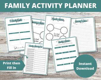 Family Calendar, Activity Planner, Year of Family Dates, Family Activities, Family Fun, Gift for Family Time, Organization, Bucket List, PDF