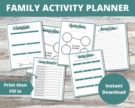 Family Calendar, Activity Planner, Year of Family Dates, Family Activities, Family Fun, Gift for Family Time, Organization, Bucket List, PDF