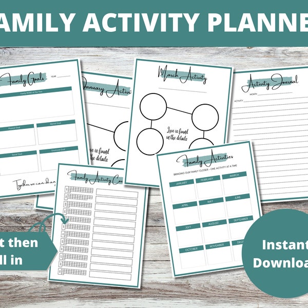 Family Calendar, Activity Planner, Year of Family Dates, Family Activities, Family Fun, Gift for Family Time, Organization, Bucket List, PDF