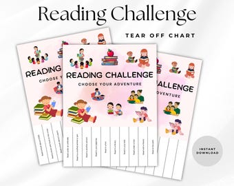 Reading Challenge, Summer Reading Tracker for Kids, Tear off Flyer, Summer Reading Challenge, Summer Reading Chart with BONUS Canva link