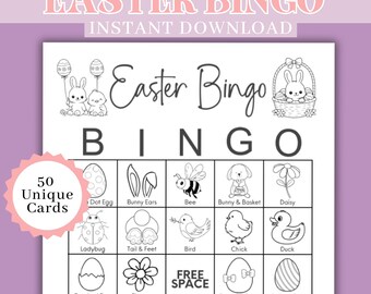 Easter Bingo Printable for Kids, Class Party,  Easter Games, Easter Printable, Easter Eggs, Easter Activity
