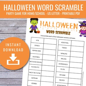 Halloween Word Scramble, Halloween Party Spiele, Halloween Aktivitäten, Halloween Schulparty, Instant Printables, Spiele für Erwachsene, PDF