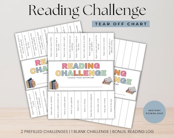 Reading Tracker for Kids – Tear-Off Printable Reading Challenge Chart, Reading Log | Fun Reading Goals for Home, School, or Library