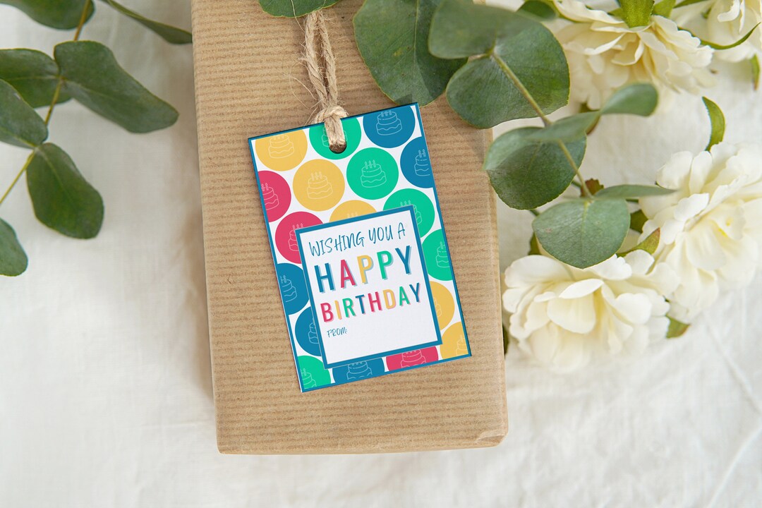 Happy Birthday Printable Gift Tag Gift Wrapping Tag Etsy