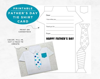 Biglietto d'auguri per la festa del papà con cravatta stampabile / Biglietto fai da te per bambini / Regalo da colorare e riempire / Attività artigianale per papà / Regalo personalizzato per papà / Etichetta per papà