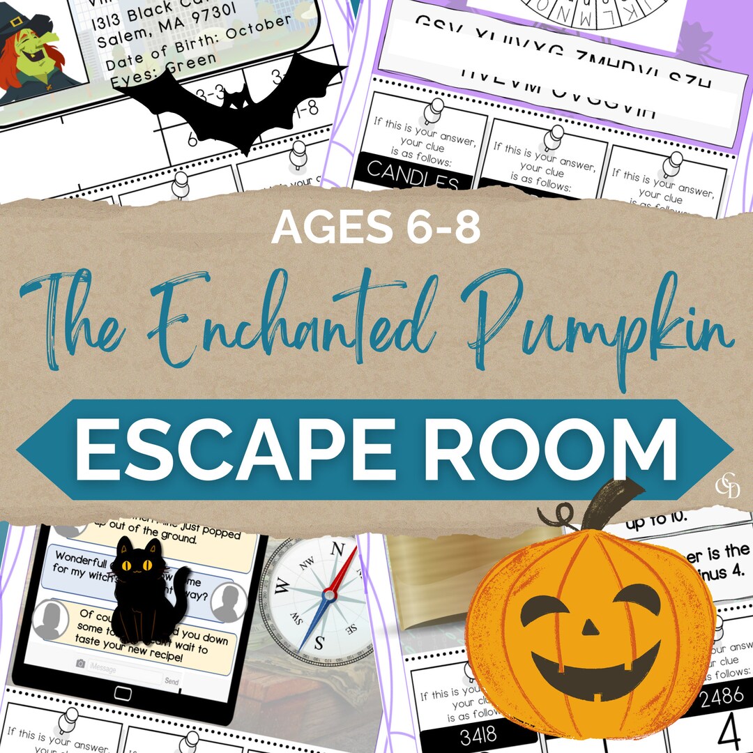 Halloween Escape Rooms for Kids, Printable Party Game, PUMPKIN Theme, Mystery Puzzle Game