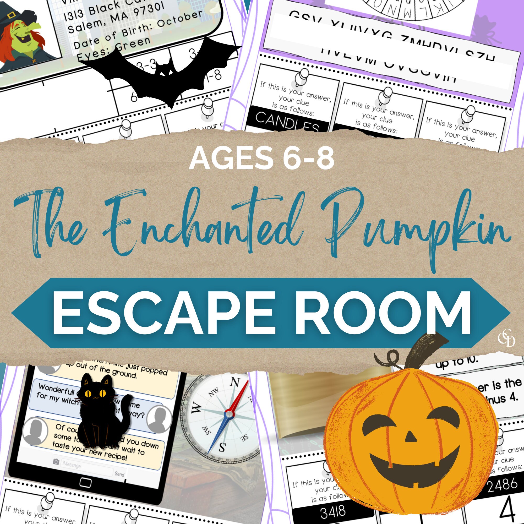 Halloween Escape Rooms for Kids, Printable Party Game, PUMPKIN Theme