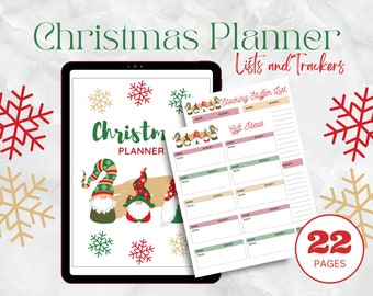 Gnome Christmas Planner Printable, Gnome Holiday Planner, Gnome Gift Budget Planner, Christmas Gift List, Party Organizer, Holiday Planning