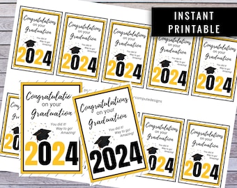 Graduation Class of 2023 Favor Tag, Printable Gold Confetti Graduate Party Gift Tag, Congratulations Grad Tag, Graduation Decorations 2023