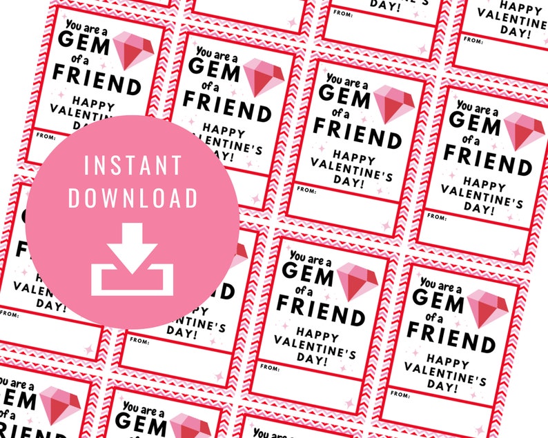 Editable Gem Valentine Printable, Valentine Treats, Classroom ...