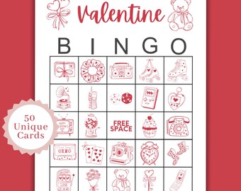 Valentine's Bingo, Valentine's Bingo Printable for Kids, Class Party Valentine's Bingo, Valentine Bingo Cards, Printable Valentine's Bingo