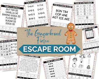 Christmas Escape Rooms for Kids, Printable Party Game, Gingerbread Theme,  Puzzles for Kids, Mystery Puzzle Game, DIY Party Game, Family PDF