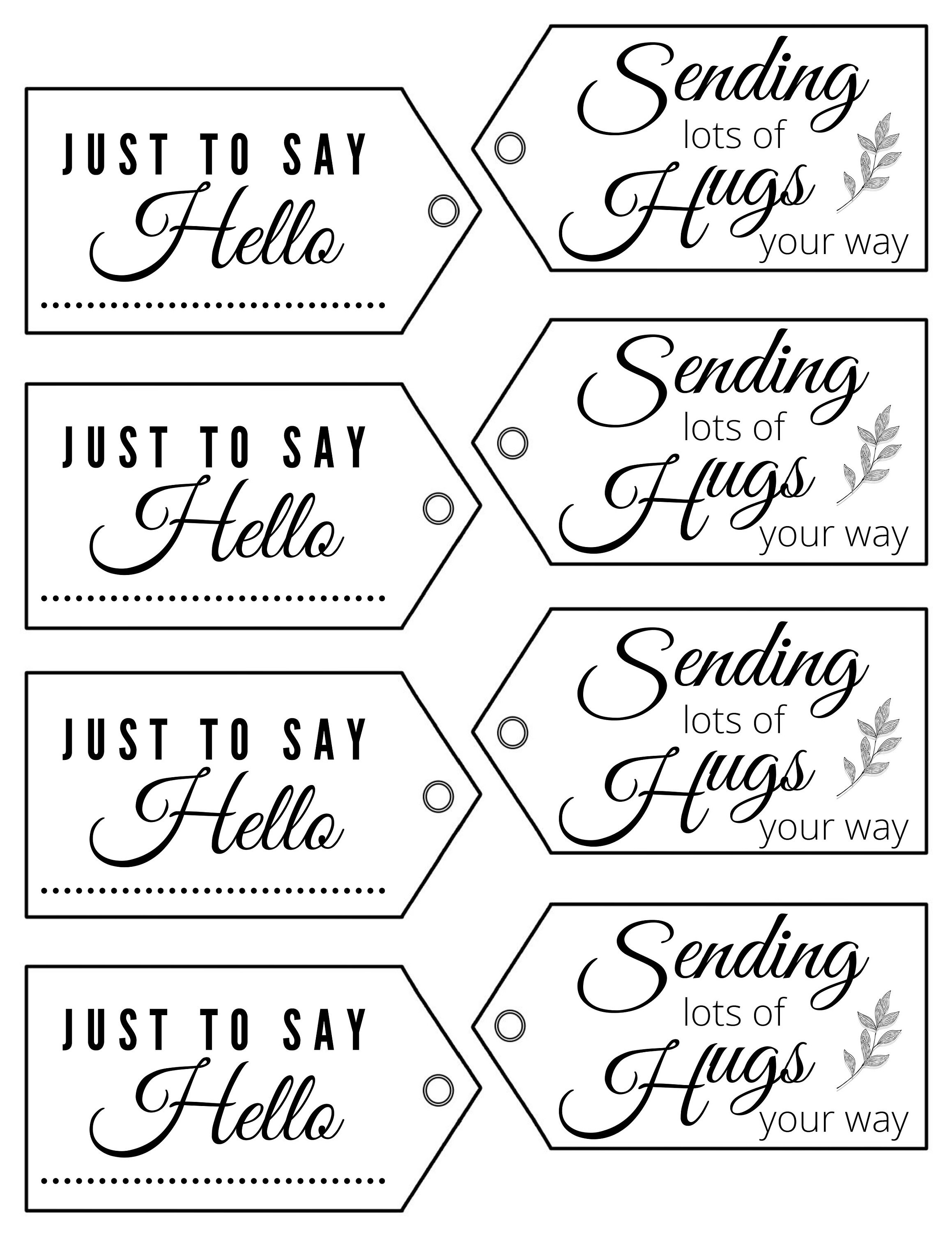 Hello Gift Tag Thinking of You Printable Tag Digital Download | Etsy