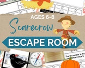 Halloween Escape Rooms for Kids, Printable Party Game, SCARECROW Theme, Mystery Puzzle Game, Puzzles for Kids, DIY Party Game for Ages 6-8.