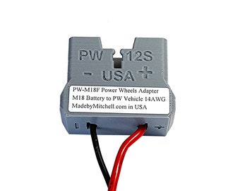 Power Wheels 12V Battery Connector Replace Costly Batteries Upgrade to Lithium 18V/ 20V pack, 14AWG Pn; PW-12S