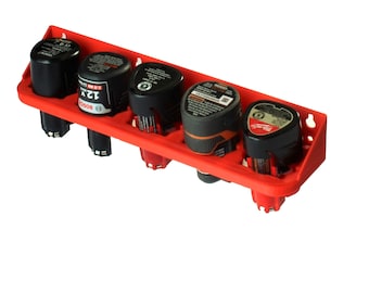 M12 Battery Rack 5-Slot - for Milwaukee Bosch, Makita and RIDGID PN: M12x5-MRack