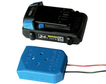 Power Dock Battery Adapter Holder Mount - for Kobalt K24 24V Battery - KB and New KXB Ultimate Output - 14AWG Wires - PN: K24-14