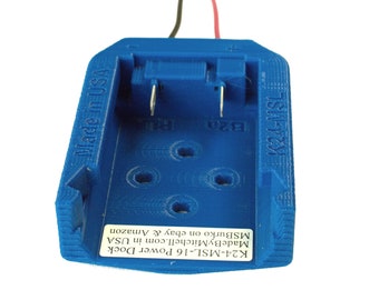 Power Dock Battery Adapter Holder Mount - for Kobalt 24v Battery - KB and New KXB Ultimate Output - 16AWG Wires - Pn: K24-PD