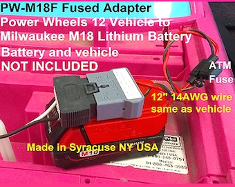 Power Wheels Upgrade to M18 Milwaukee Lithium 18V Battery Adapter