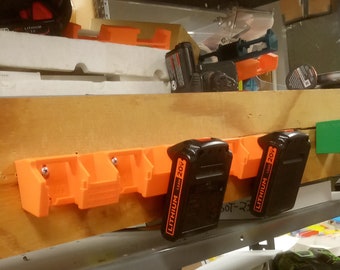 LBXR20 5 slot Battery Rack for Black and Decker Wall Mount Latching Storage Rack 20v LB20, LbR20B, LbBx20-OPE, LBxR2020 USA Pn LB20x5-WR