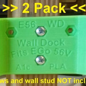 EGo 56V Battery Holder Mount Storage 2-Pack Wall Stud Mount - Lawn Mower Garden Trimmer Blower - PN: E56-WDx2