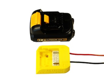 Power Dock for DeWalt D12 12V Battery - DeWalt Battery Mount - 14AWG Wires PN: D12-14