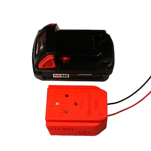 Power Dock for Milwaukee M18 18V Battery - Milwaukee Battery Mount - 16AWG Wires PN: M18-PD