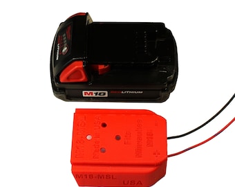 Power Dock for Milwaukee M18 18V Battery - Milwaukee Battery Mount - 16AWG Wires PN: M18-PD