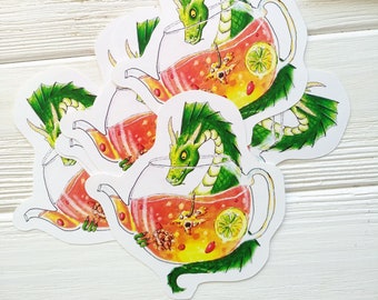 Tea Dragon vinyl sticker for scrapbooking and RPG lovers