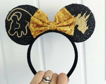 Boys girls Personalised Disney Simba Lion King show Minnie Mouse Ears headband Mickey Bow outfit