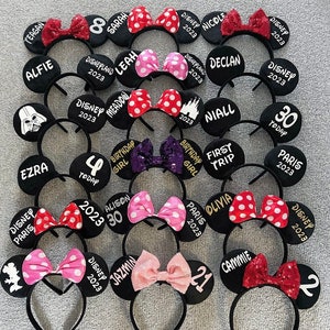 Personalised Matching Family Disney Trip Minnie Mouse Ears Mickey Bow Any Name headband image 3