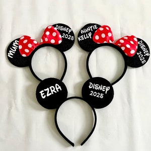 Personalised Matching Family Disney Trip Minnie Mouse Ears Mickey Bow headband Disneyland Paris Disney world 2025 2026