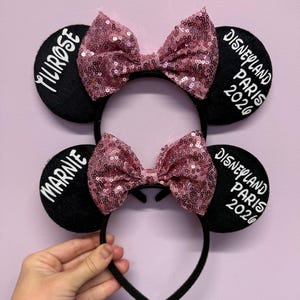Personalised Matching Family Disney Trip Minnie Mouse Ears Mickey Bow headband Disneyland Paris Disney world 2026 2027 image 15