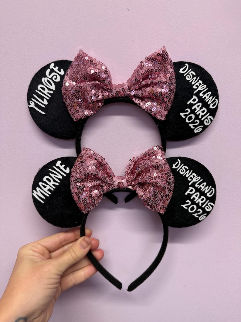 Personalised Matching Family Disney Trip Minnie Mouse Ears Mickey Bow headband Disneyland Paris Disney world 2026 2027 image 15