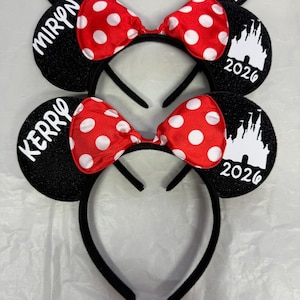 Personalised Matching Family Disney Trip Minnie Mouse Ears Mickey Bow headband Disneyland Paris Disney world 2026 2027 image 6