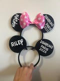 Boys girls Personalised Matching Family Disney Trip Minnie Mouse Ears Mickey Bow headband 2025 Christmas gift reveal announcement cruise