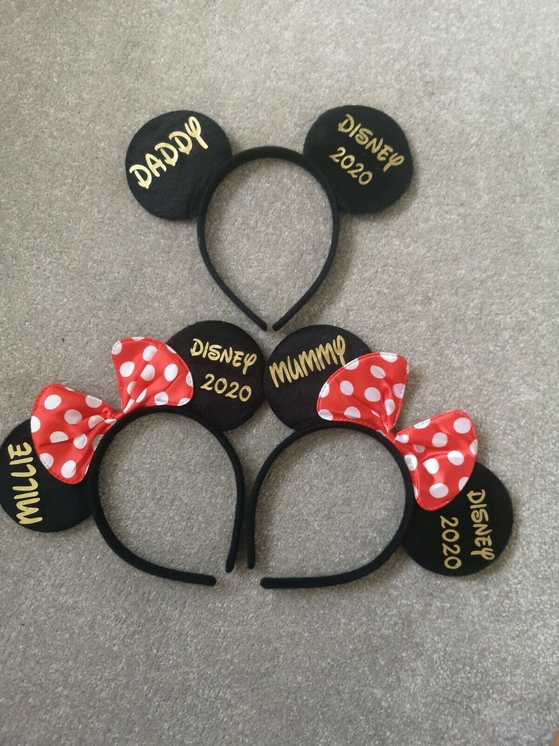 Personalised Matching Family Disney Trip Minnie Mouse Ears Mickey Bow Any Name headband image 2