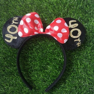 Personalised Birthday Disney Minnie Mouse Ears headband Mickey Bow announcement party hat image 7