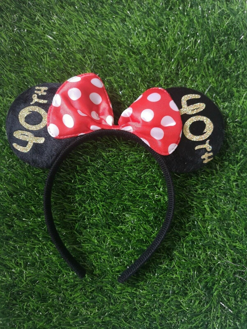 Personalised Birthday Disney Minnie Mouse Ears headband Mickey Bow announcement party hat image 7