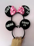 Personalised Matching Family Disney Trip Minnie Mouse Ears Mickey Mouse sequin Bow Any Name headband 2025 Disneyland family reveal