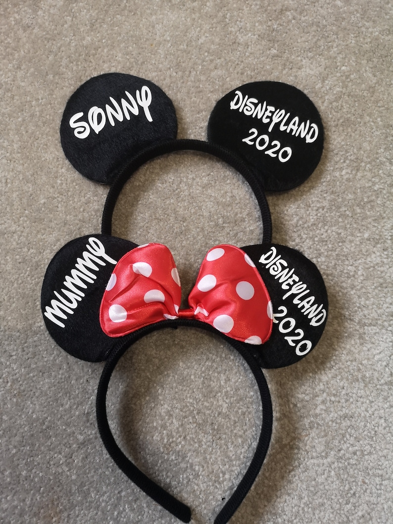 Personalised Matching Family Disney Trip Minnie Mouse Ears Mickey Bow Any Name headband image 7
