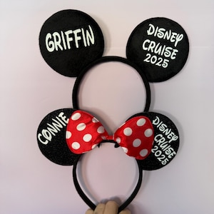 Personalised Disney Cruise line ship dream fantasy wish Minnie Mouse Ears Any Name Mickey matching family Bow