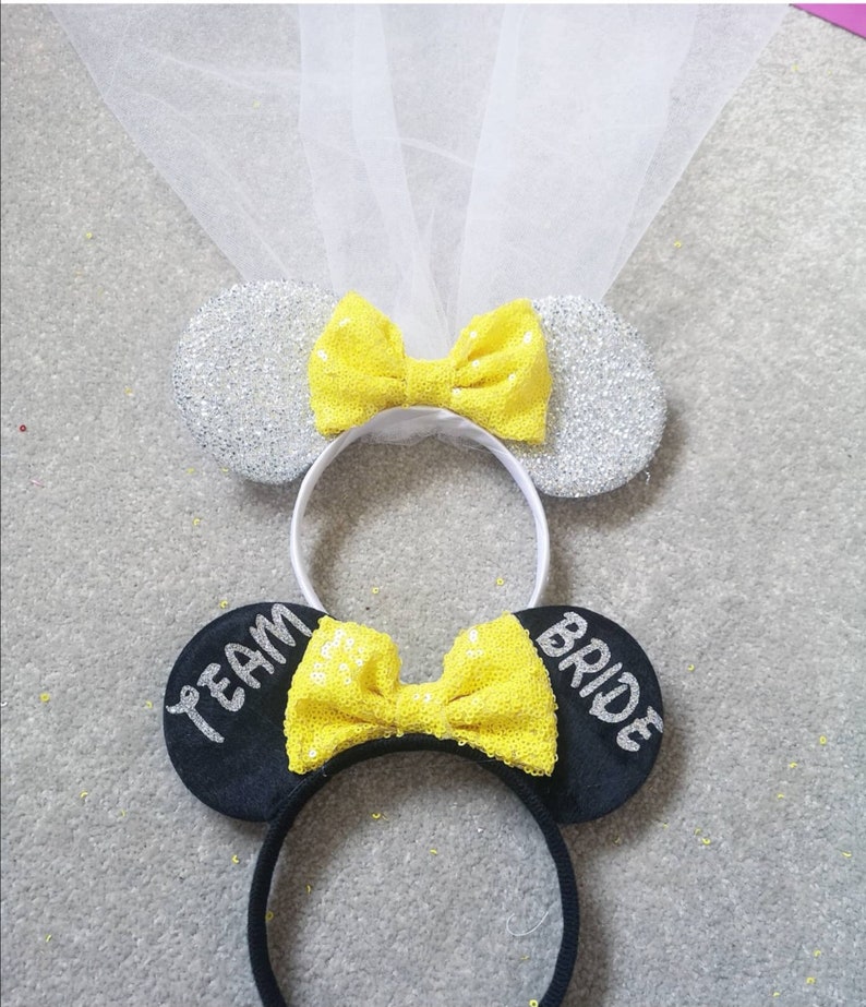 Disney Bride Hen Party Minnie Mouse Ears Bridal Party Glitter Bow image 9
