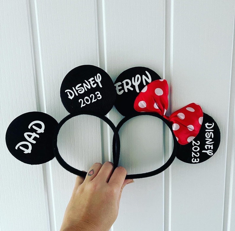 Personalised Matching Family Disney Trip Minnie Mouse Ears Mickey Bow Any Name headband image 8